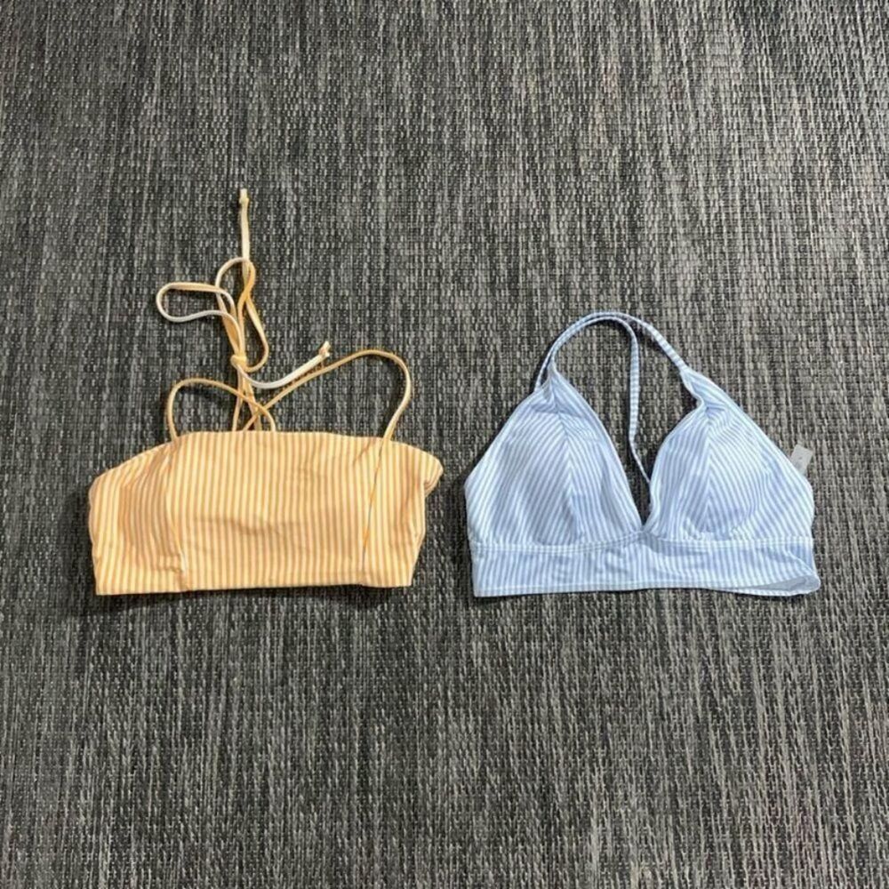 Shein Bikini Tops Striped Yellow and Blue Size Medium